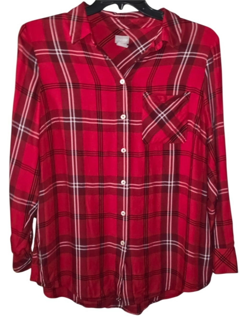 Chico's Plaid Long Sleeve Blouse Size 2 (14)